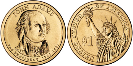 2007 P John Adams $1 Presidential Golden Dollar Coin 