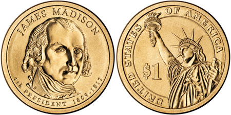 US One Dollar Coin President series James Madison Taylor Abraham Lincoln