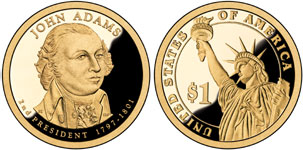 Proof John Adams Presidential Dollar