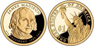 Proof James Madison Presidential Dollar