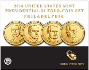 2013 USA MINT GOLD PRESIDENTIAL $1 DOLLAR 4 COINS SET WITH BOX 
