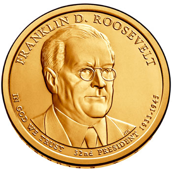 32nd President Of United States 1970s medal 1.3" M151d Franklin D Roosevelt 
