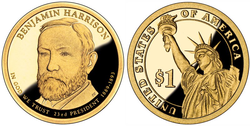 Benjamin Harrison Proof Presidential Dollar
