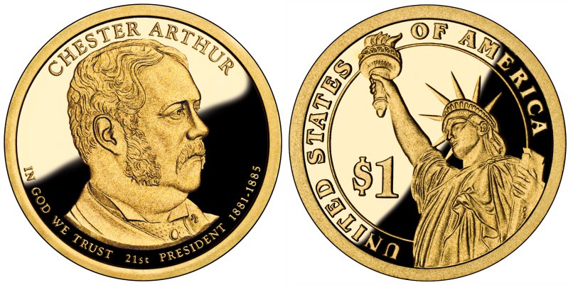 Chester A. Arthur Proof 
Presidential Dollar