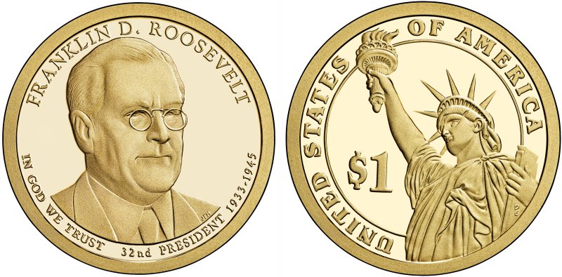 Franklin D. Roosevelt Proof Presidential Dollar