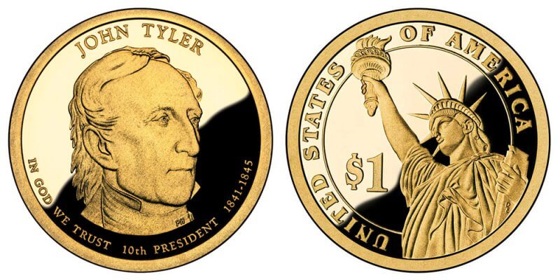 John Tyler Proof Presidential Dollar