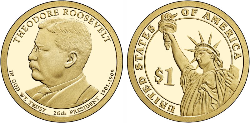 Theodore Roosevelt Proof Presidential Dollar