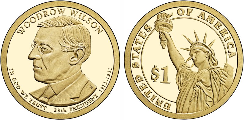 Woodrow Wilson Proof Presidential Dollar