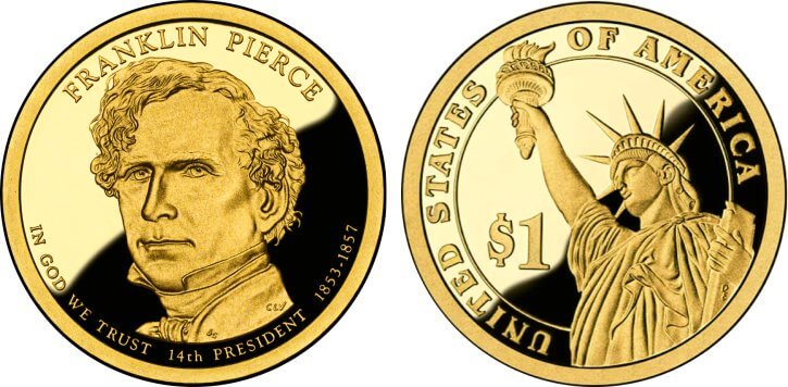 2010-S Proof Franklin Pierce Presidential Dollar