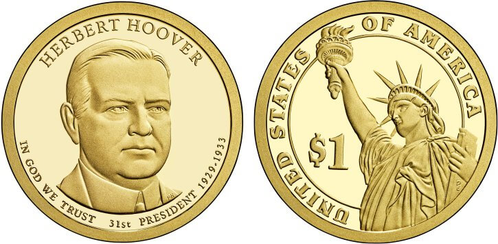 2014-S Proof Herbert Hoover Presidential Dollar