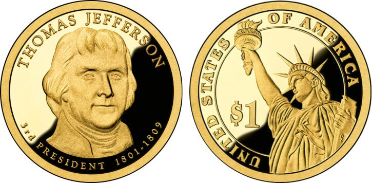2007-S Proof Thomas Jefferson Presidential Dollar