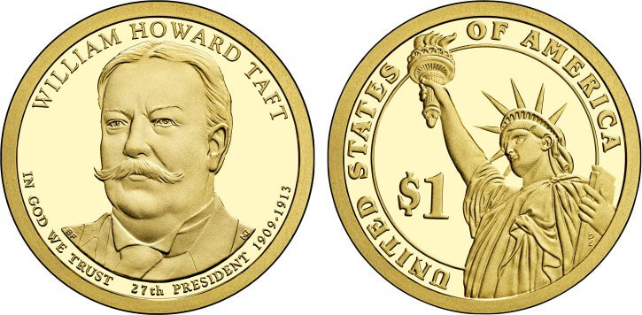 2013-S Proof William Howard Taft Presidential Dollar