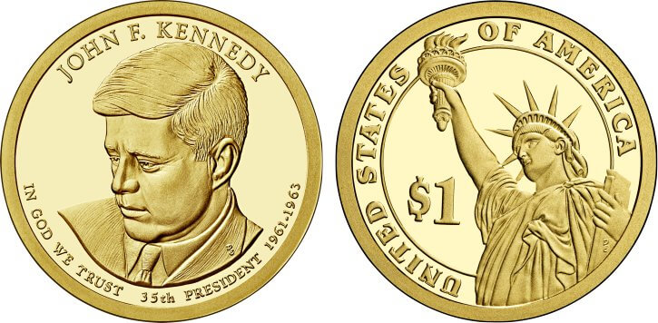 2015-S Proof John F. Kennedy Presidential Dollar