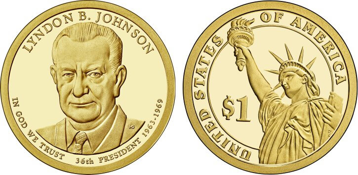 2015-S Proof Lyndon B. Johnson Presidential Dollar